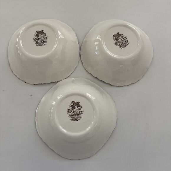Vintage Johnson Brothers Paisley Cereal Bowsl Set of 3 Ironstone Made in England - Picture 5 of 11